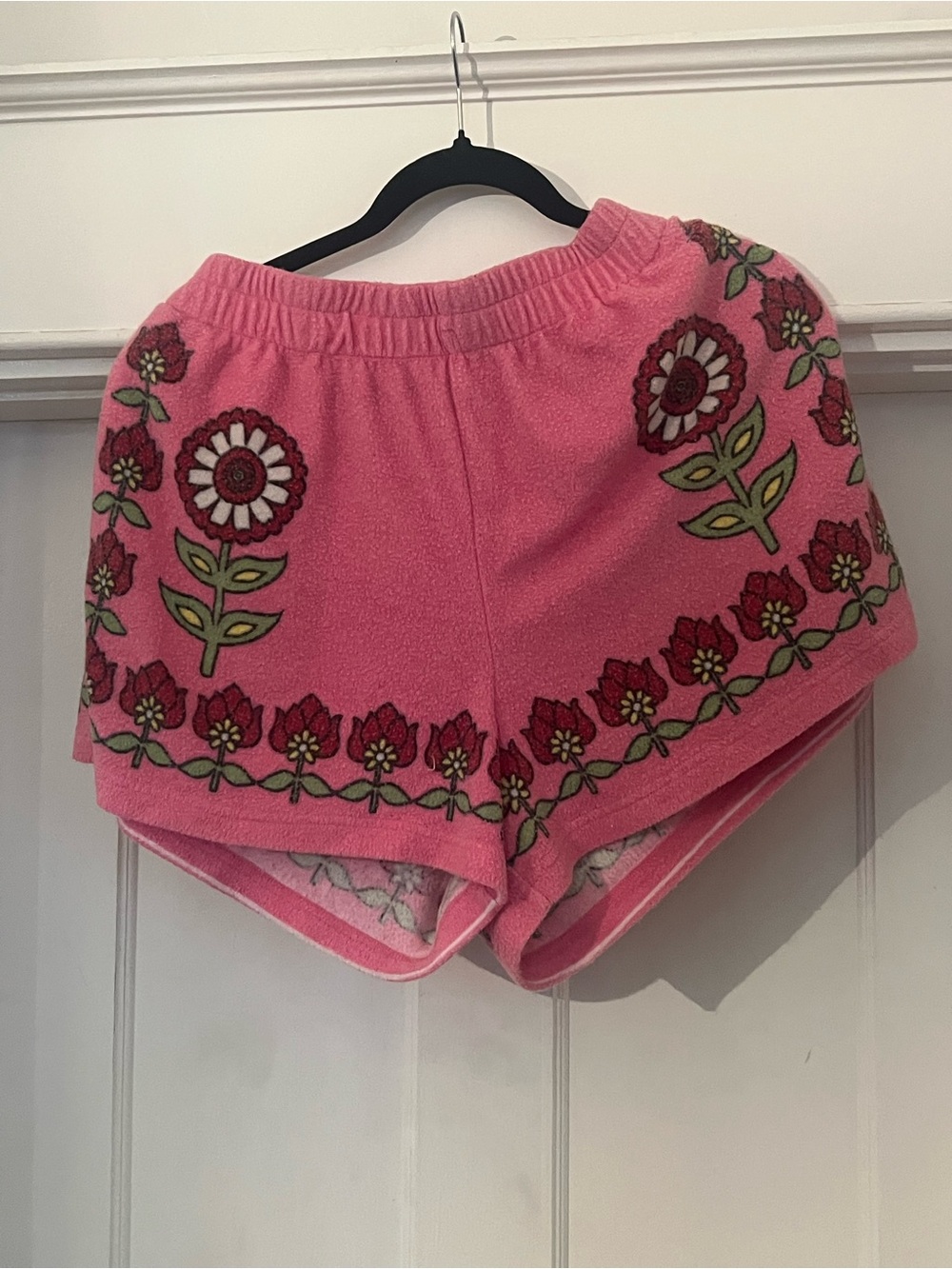 Free People Pink Floral Terry Lounge Shorts